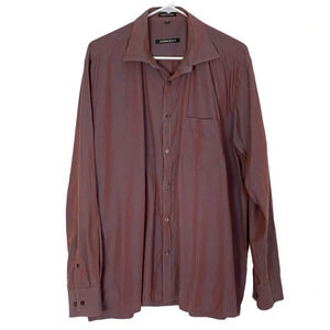 Azzaro Button Down Shirt Mens XXL Iridescent Blue Gray Pink Fine Cotton Pocket